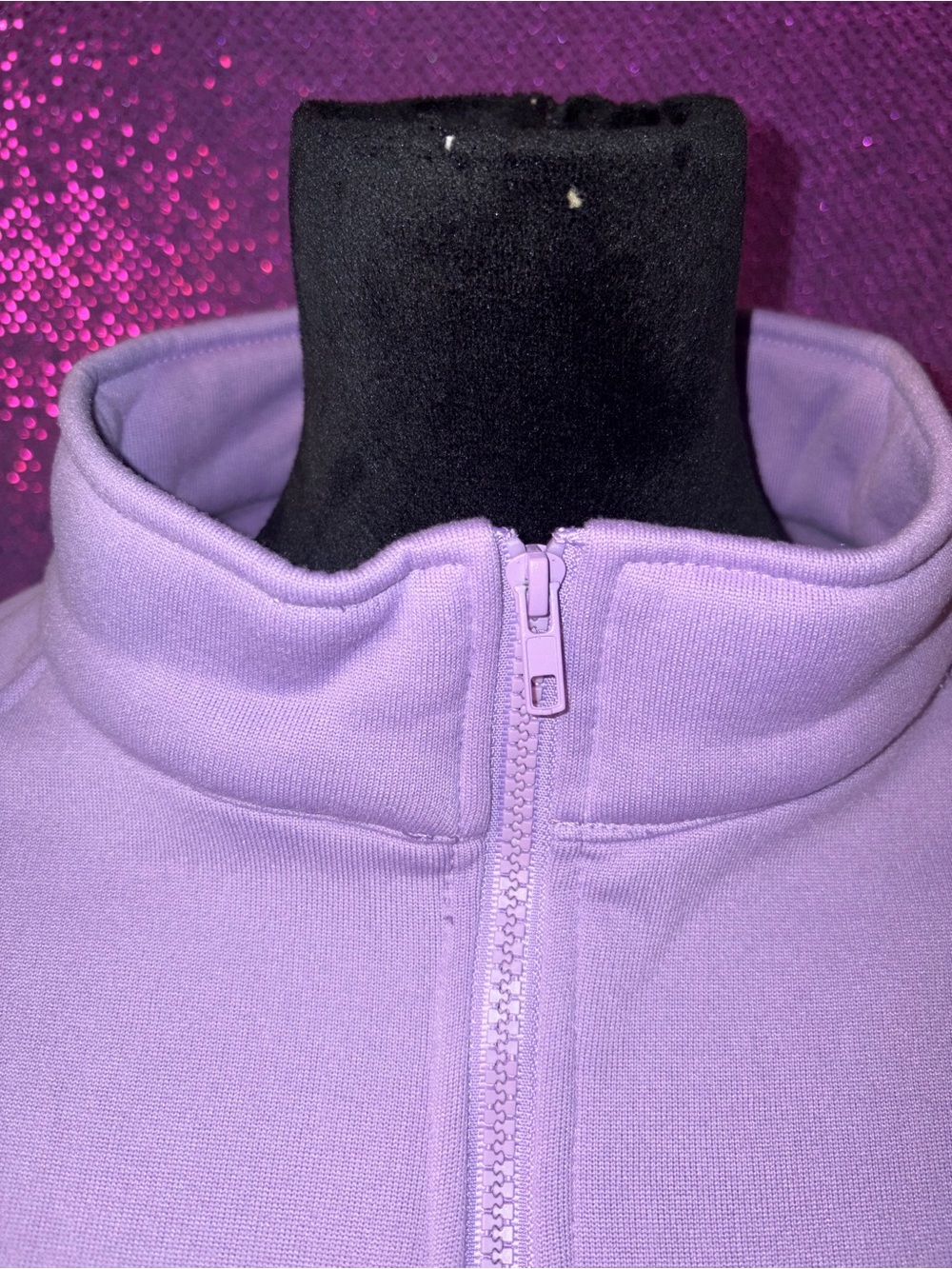🆕💜Lavender Zip-Up Fleece Jacket Mens XL Soft Cozy Full Zip Stand Collar Pock - Picture 5 of 8